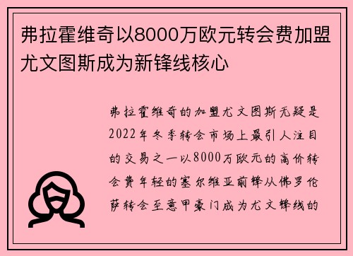弗拉霍维奇以8000万欧元转会费加盟尤文图斯成为新锋线核心